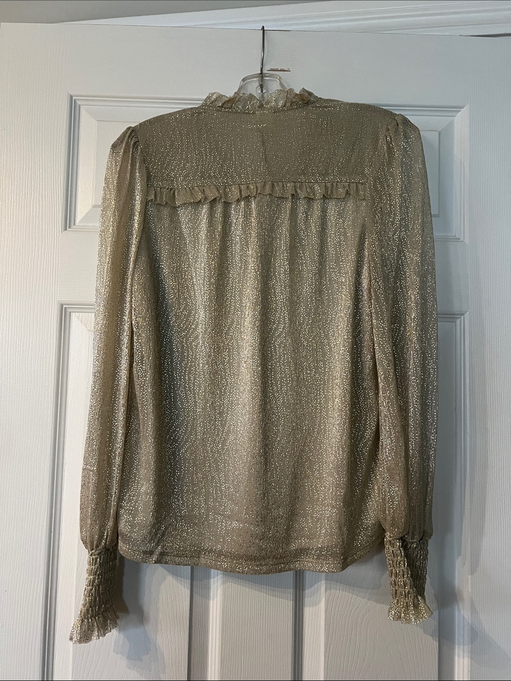 Autre Filles Gold Metallic Ruffle-Neck Blouse - Picture 5 of 6